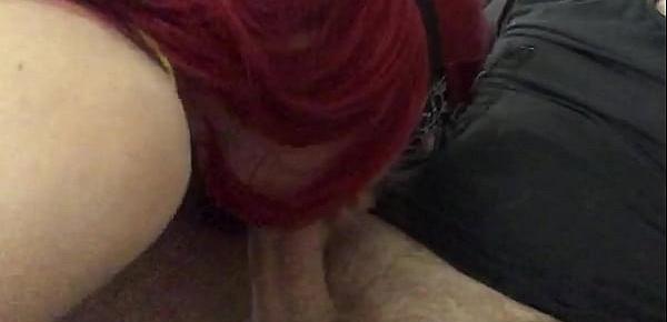  Masked Redhead Returns for More Big Dick Sucking Part 2